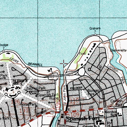 Topographic Map of Bayou Saint John, LA