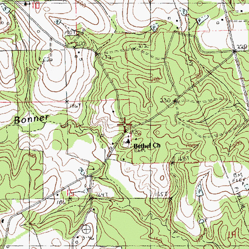 Topographic Map of Bethel Baptist Church, LA