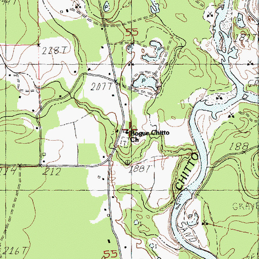 Topographic Map of Bogue Chitto Baptist Church, LA