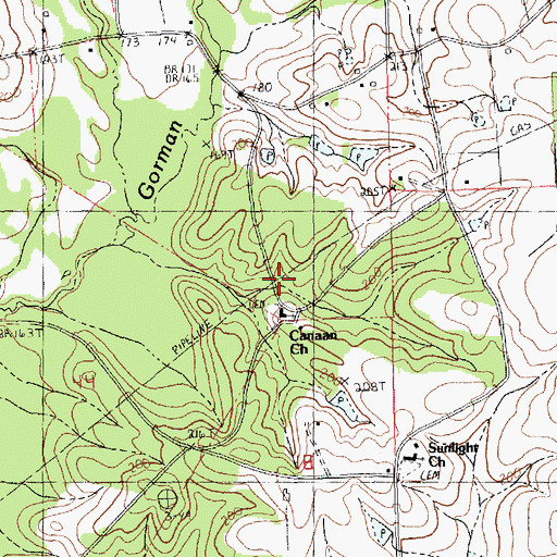 Topographic Map of Canaan Baptist Church, LA