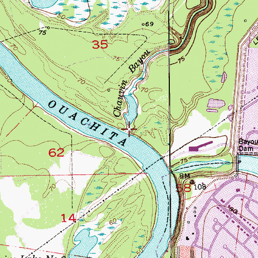 Topographic Map of Chauvin Bayou, LA
