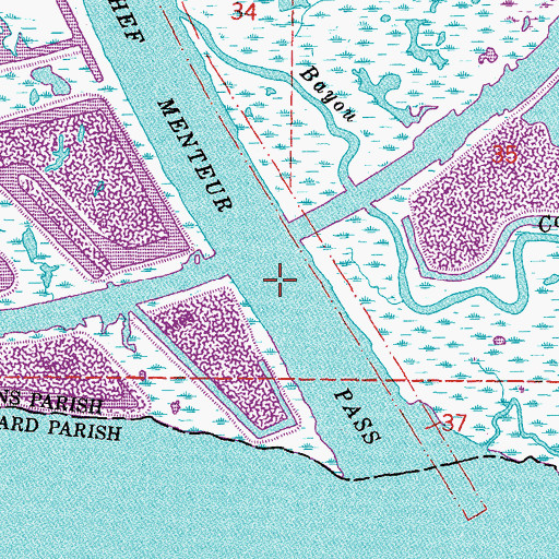Topographic Map of Chef Menteur Pass, LA