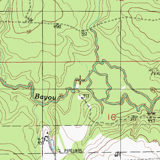Topographic Map of Coulee Bayou, LA