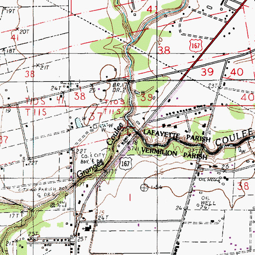 Topographic Map of Granges Coulee, LA