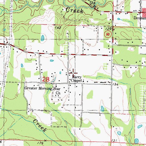 Topographic Map of Harry Chapel United Methodist Church, LA