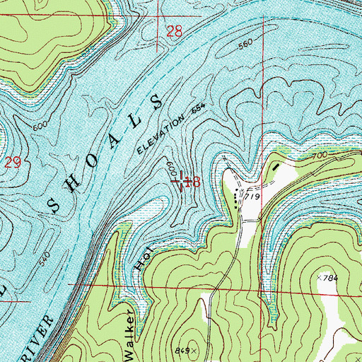 Topographic Map of Walker Hollow, AR