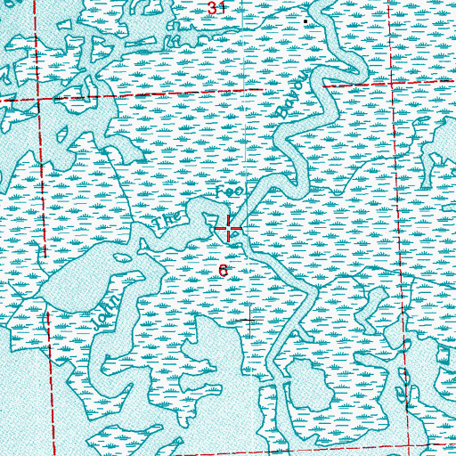Topographic Map of John the Fool Bayou, LA