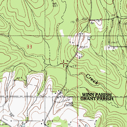 Topographic Map of Mars Hill Creek, LA