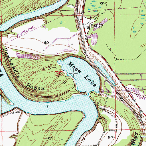 Topographic Map of Moon Lake, LA