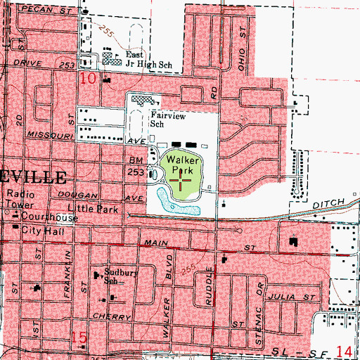 Topographic Map of Walker Park, AR
