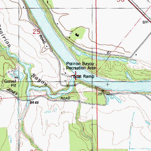 Topographic Map of Prairion Bayou, LA