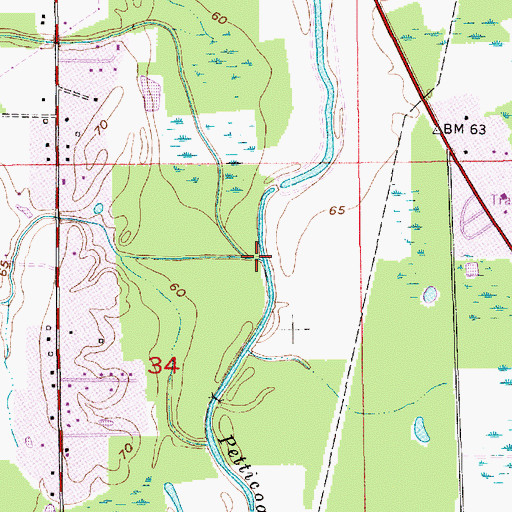 Topographic Map of Raccoon Bayou, LA