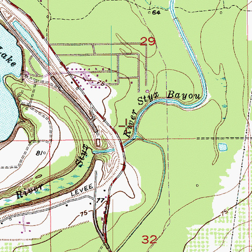 Topographic Map of River Styx Bayou, LA
