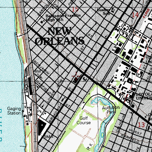 Topographic Map of Loyola University Broadway Campus, LA