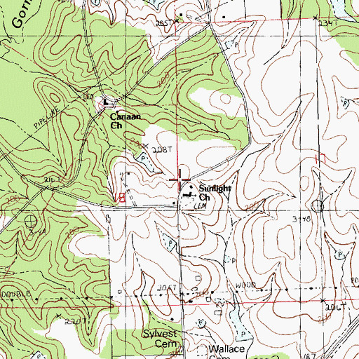 Topographic Map of Sunlight Baptist Church, LA
