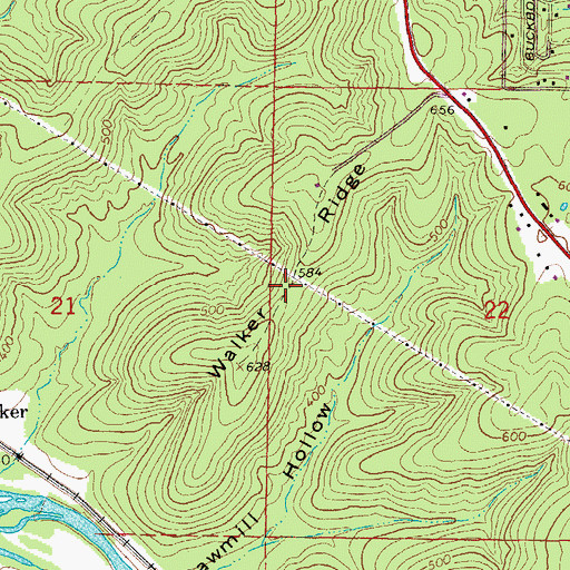 Topographic Map of Walker Ridge, AR