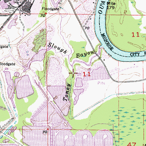 Topographic Map of Toney Bayou, LA