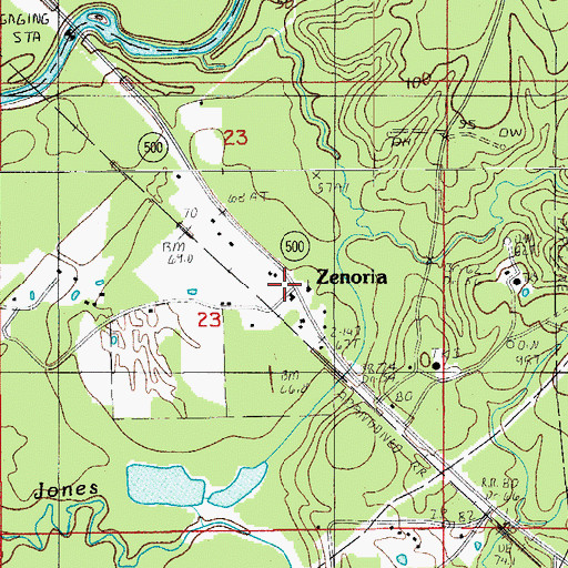 Topographic Map of Zenoria, LA