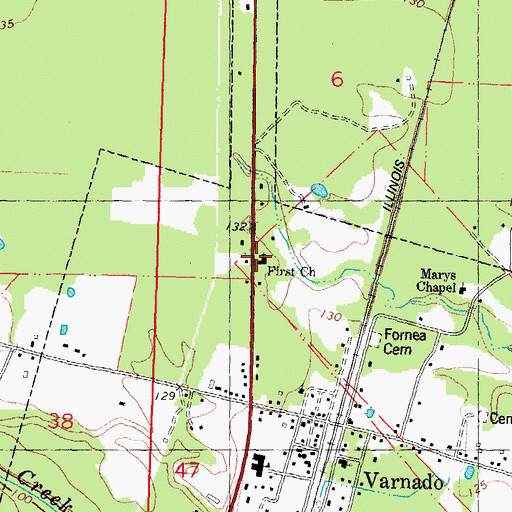Topographic Map of First Missionary Baptist Church of Varnado, LA