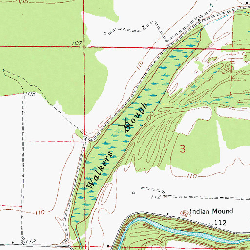 Topographic Map of Walkers Slough, AR