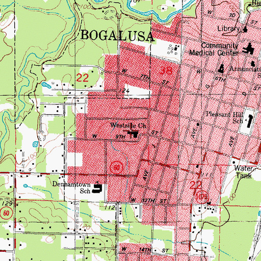 Topographic Map of Westside Emmanuel Baptist Church, LA