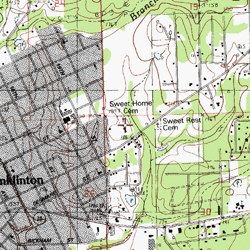 Topographic Map of Sweet Home Church of Christ, LA
