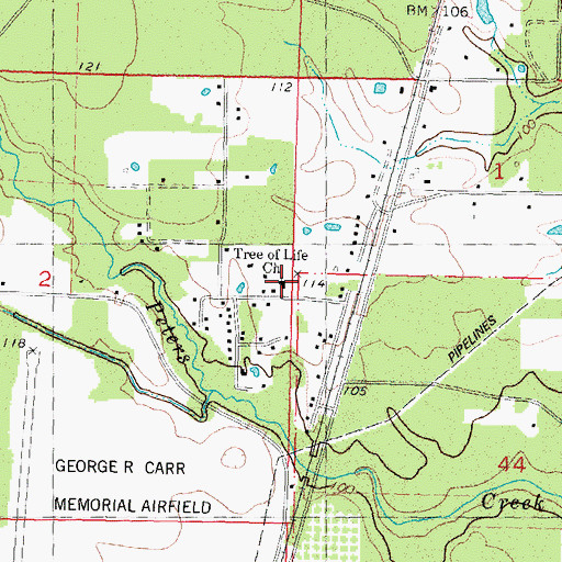 Topographic Map of Tree of Life Baptist Church, LA