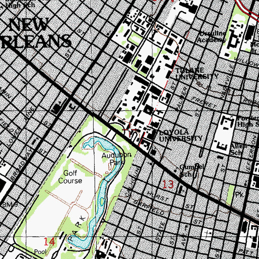 Topographic Map of Holy Name of Jesus Catholic Church, LA