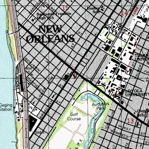 Topographic Map of Saint Charles Avenue Baptist Church, LA