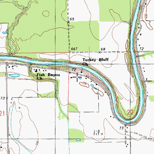 Topographic Map of Turkey Bluff Church, LA