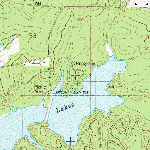 Topographic Map of Upper Caney Campground, LA
