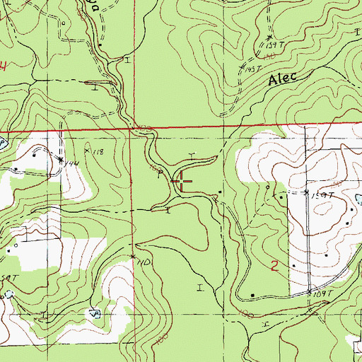 Topographic Map of Alec Branch, LA