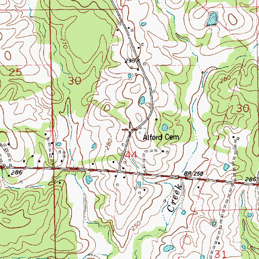 Topographic Map of Alford Cemetery, LA