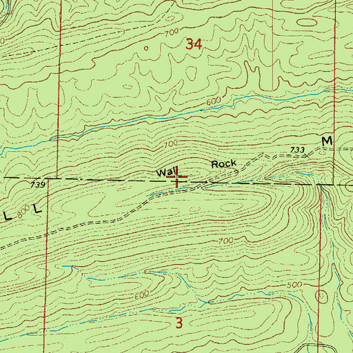 Topographic Map of Wall Mountain, AR
