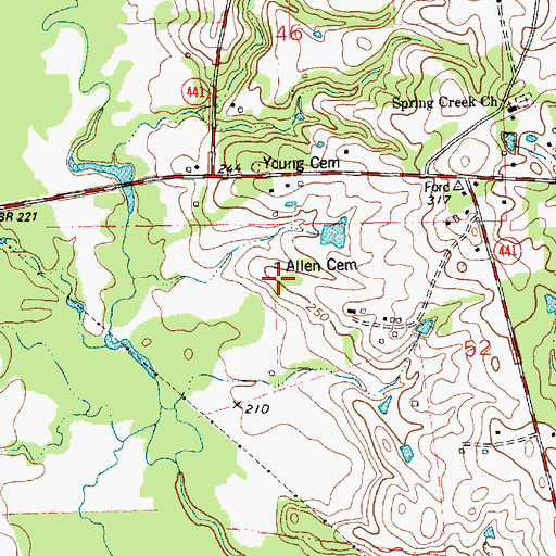 Topographic Map of Allen Cemetery, LA
