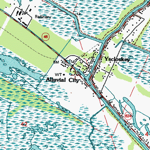 Topographic Map of Alluvial City, LA