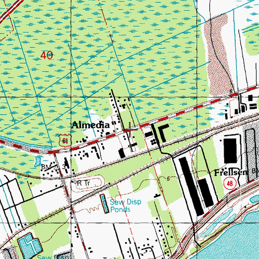 Topographic Map of Almedia, LA