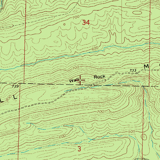 Topographic Map of Wall Rock, AR