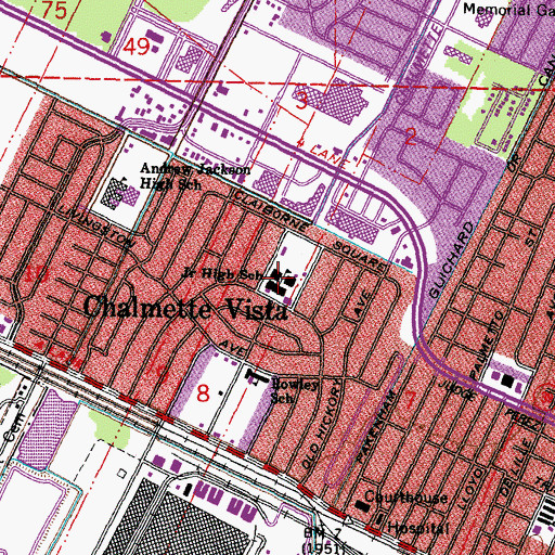 Topographic Map of Chalmette Elementary School, LA