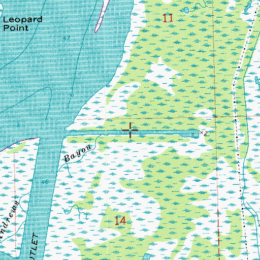 Topographic Map of Andrews Bayou, LA