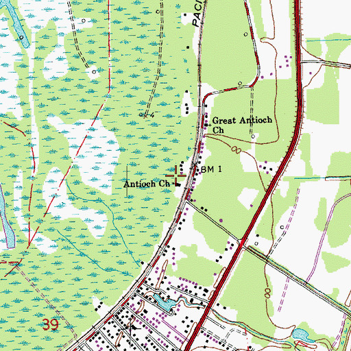 Topographic Map of Antioch Church, LA