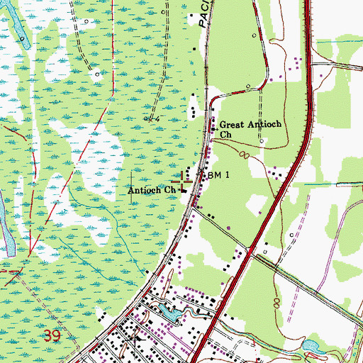 Topographic Map of Antioch Church, LA