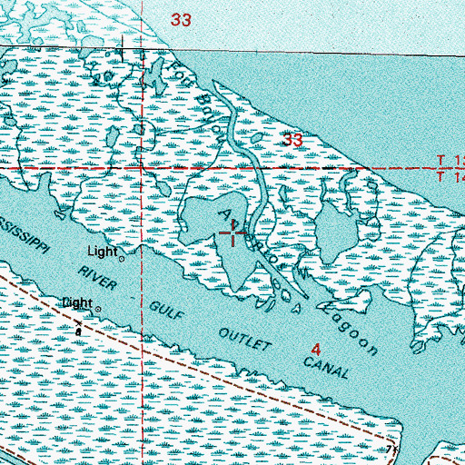 Topographic Map of Antonios Lagoon, LA