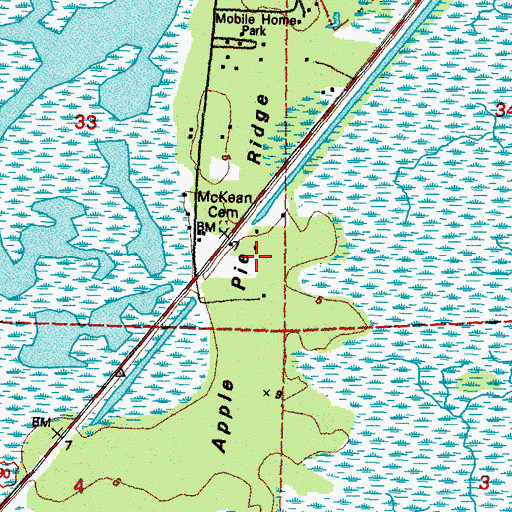 Topographic Map of Apple Pie Ridge, LA