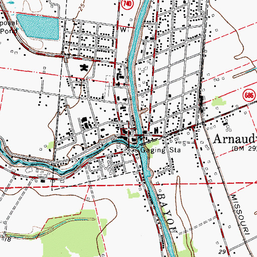 Topographic Map of Arnaudville, LA