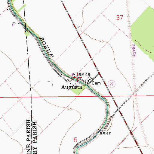 Topographic Map of Augusta, LA