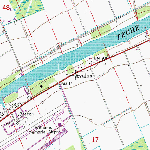 Topographic Map of Avalon, LA