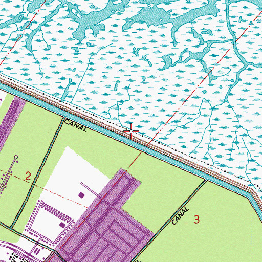 Topographic Map of Back Protection Levee, LA
