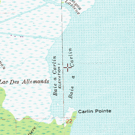 Topographic Map of Baie a Carlin, LA