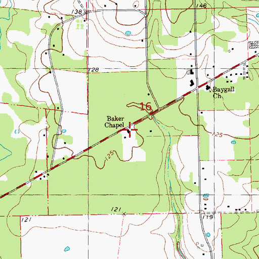 Topographic Map of Baker Chapel, LA